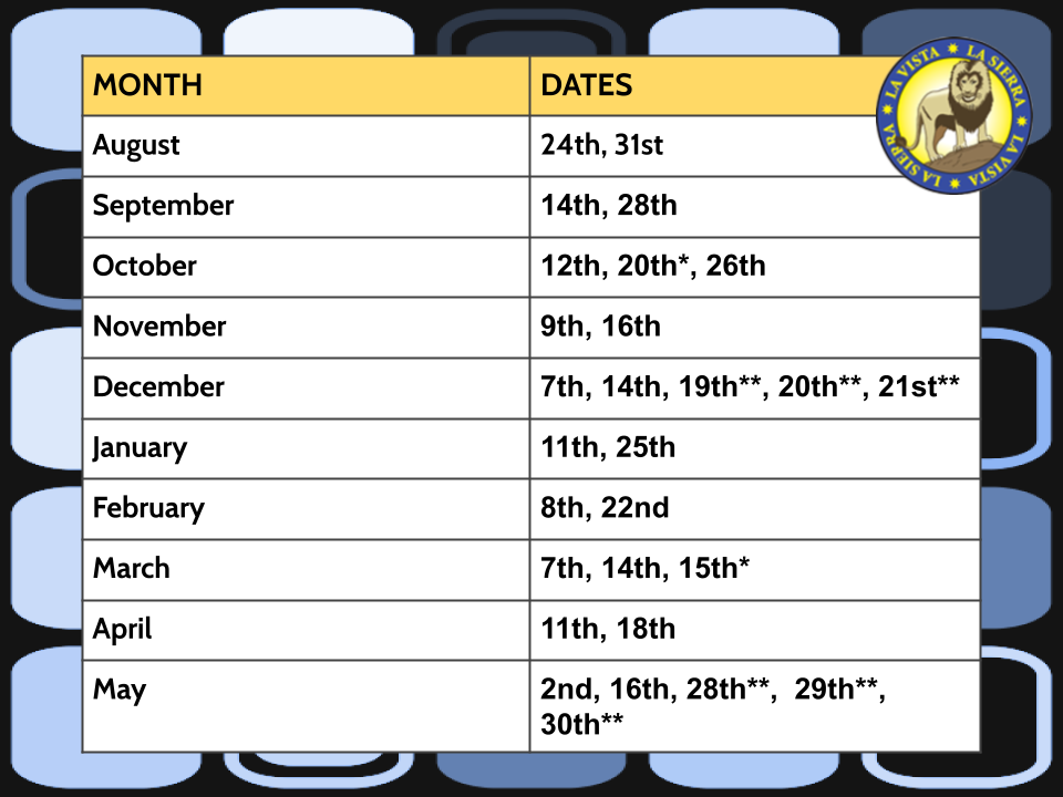 Image of Early Release Schedule
